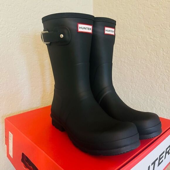 HUNTER Original Short Waterproof Rain Boot, Rubber Black, Size 13, NWT - Picture 8 of 17